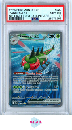YANMEGA EX POKEMON 228/182 2025 DRI EWIGE RIVALEN SPECI4L ILL RARE DE PSA 10 - Image 1