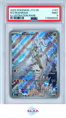 NS RESHIRAM POKEMON 167/159 2025 JTG/ REISEGEFAHRTEN ILL RARE DE PSA 9 - Image 1