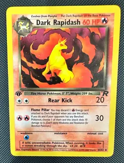2000 Pokemon TEAM ROCKET 1st Edition DARK RAPIDASH 44/82 NM-Never Played - Image 1