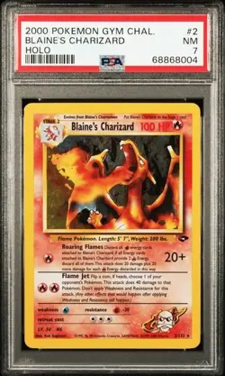 2000 Pokemon Gym Challenge Blaine's Charizard Holo #2 PSA 7 - Image 1