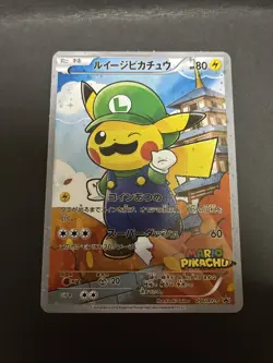 Poncho-Wearing Luigi Pikachu 296/XY-P Full Art Japanese CUST0M Fan Art Card - Image 1
