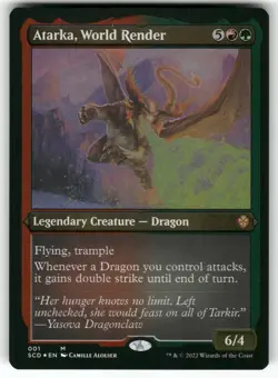 MAGIC ATARKA, WORLD RENDER (FOIL ETCHED) 1 STARTER COMMANDER DECKS FOIL NM - Image 1