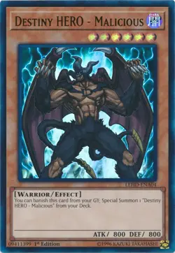Yugioh! LP Destiny HERO - Malicious - LEHD-ENA04 - Ultra Rare - 1st Edition Ligh - Image 1