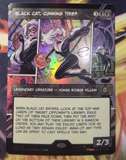 Black Cat, Cunning Thief (Borderless) #222 (Foil) (NM) Spider-Man SPM Magic MTG - Image 1