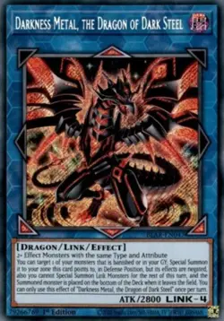 Yugioh! LP Darkness Metal, the Dragon of Dark Steel - BLAR-EN047 - Secret Rare - - Image 1