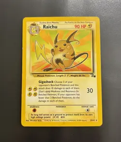 Raichu 29/62 Rare Fossil Pokemon Unlimited Moderately Played - Image 1