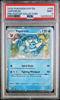 POKEMON PSA 9 VAPOREON FULL ART #168 PROMO PRISMATIC EVOLUTION ENGLISH 2025! - Image 1