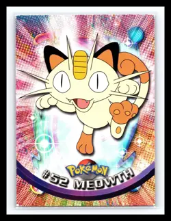 💥 MEOWTH 1999 Topps Pokemon TV Non Holo Animation Series Black Logo # 52 - Image 1