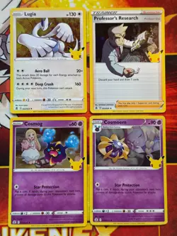 Pokemon Celebrations 4 Card Holo Lot - Lugia / Cosmog / Cosmoem / Professors Res - Image 1