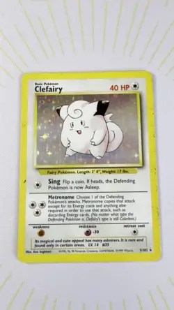 Clefairy 5/102 Base Set Holo Rare Pokemon Card WOTC 1999 MP/LP - Image 2
