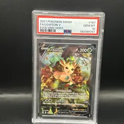 2021 Pokemon SWSH Evolving Skies Leafeon V 167/203 PSA 10 Gem Mint - Image 1