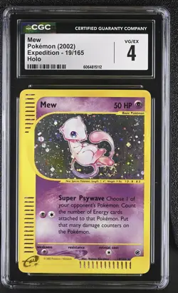 CGC 4 Mew 2002 Expedition 19/165 Holo SWIRL Pokemon Card - Image 1
