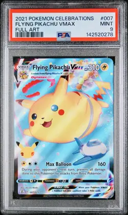 POKEMON PSA 9 FLYING PIKACHU VMAX FULL ART 007/025 CELEBRATIONS ENGLISH 2021 - Image 1
