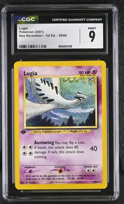 CGC 9 MINT Lugia 2001 Neo Revelation 1st Edition 20/64 Pokemon Card psa - Image 1