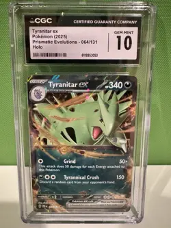 Tyranitar ex Pokemon (Prismatic Evolutions) 064/131 English CGC 10 - Image 1