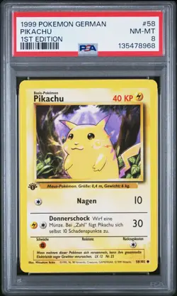 1999 POKEMON GERMAN 1ST ED #58 PIKACHU PSA 8 - Image 1