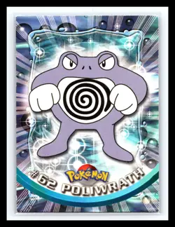 💥 POLIWRATH 1999 Topps Pokemon TV Non Holo Animation Series Black Logo # 62 - Image 1