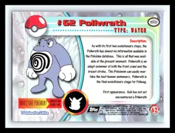 💥 POLIWRATH 1999 Topps Pokemon TV Non Holo Animation Series Black Logo # 62 - Image 2