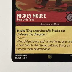 Disney Lorcana First Chapter Mickey Mouse Brave Little Tailor Cold Foil 115/204 - Image 5