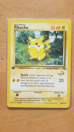 Pokemon - 1st Edition Pikachu 60/64 Gold W Stamp Promo Jungle WOTC - Image 1