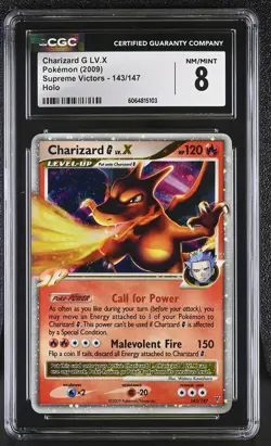 CGC 8 Charizard G LV.X 2009 Supreme Victors 143/147 Holo Pokemon Card - Image 1