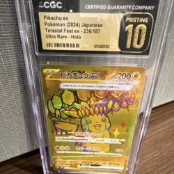 Pokemon Pikachu EX CGC Pristine 10 Terastal Fest Ultra Rare Holo 236/187 JP - Image 1
