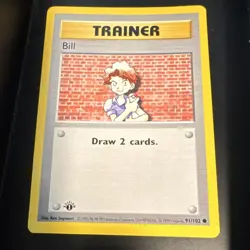 Pokemon TCG Bill 91/102 1st Edition Shadowless Base Set Common 1999 - Image 1