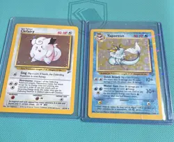 Wizards of the Coast 1999 Pokemon Holo Lot Clefairy 6/130 Vaporeon 12/64 - Image 1