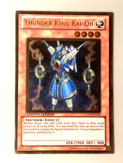 yugioh Thunder King Rai-Oh GLD3-EN020 Limited Edition gold Ultra rare NEAR MINT - Image 1