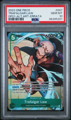 2022 One Piece OP01 Trafalgar Law 047 Alternate Art Errata ENG PSA 10 Gem Mint - Image 1