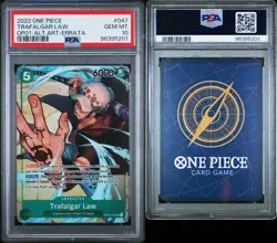 2022 One Piece OP01 Trafalgar Law 047 Alternate Art Errata ENG PSA 10 Gem Mint - Image 3