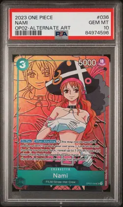 PSA 10 GEM MINT - NAMI ALTERNATE ART OP02-036 - One Piece Paramount War Eng - Image 1