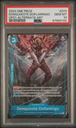 One Piece PSA 10 Donquixote Doflamingo (Alt Art) Romance Dawn OP01-073 ENG - Image 1