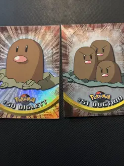 Pokemon: Topps (TV Animation)- 2 Card Foil Lot: Diglet And Dugtrio - Image 1