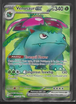 Pokemon Card - Venusaur EX 182/165 Full Art Holo Rare S&V 151 - M/NM - Image 1