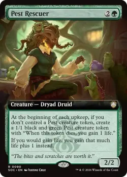 Pest Rescuer (Extended Art) (R) #90 Commander: Secrets of Strixhaven MTG NM - Image 1