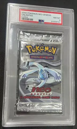 Pokemon WOTC Neo Genesis Unlimited Booster Pack Sealed Lugia PSA Graded 8 - Image 1