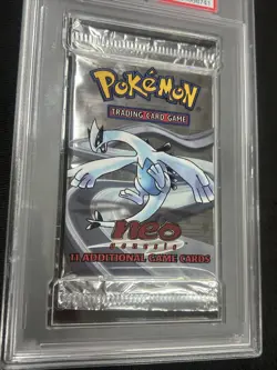 Pokemon WOTC Neo Genesis Unlimited Booster Pack Sealed Lugia PSA Graded 8 - Image 2