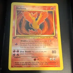 Pokemon TCG Moltres 27/62 1st Edition Fossil Regular Rare Basic 70 HP WotC - Image 1