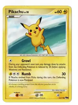 Pikachu 15/17 Common POP Series 9 Pokemon Moderately Played - Image 1