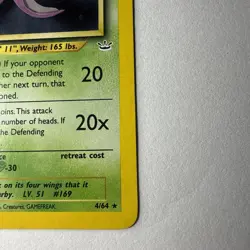 Pokemon TCG Crobat Neo Revelation 4/64 Holo Rare - swirl - Great Condition - Image 3