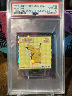 2023 Lotte Pokemon Japanese Pikachu #05 Horizons Wafer Stickers PSA 10 - Image 1