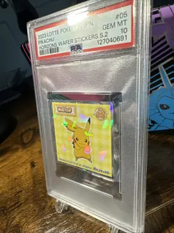 2023 Lotte Pokemon Japanese Pikachu #05 Horizons Wafer Stickers PSA 10 - Image 2