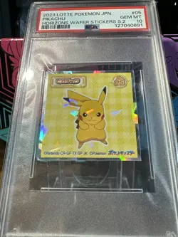 2023 Lotte Pokemon Japanese Pikachu #05 Horizons Wafer Stickers PSA 10 - Image 3