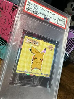 2023 Lotte Pokemon Japanese Pikachu #05 Horizons Wafer Stickers PSA 10 - Image 4