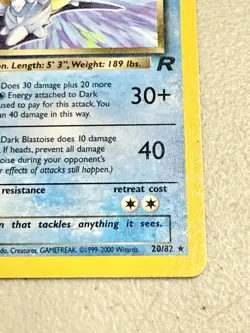 Pokemon TCG Dark Blastoise 20/82 Rare Non-Holo Light Play - Image 4