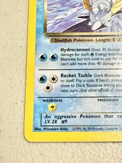 Pokemon TCG Dark Blastoise 20/82 Rare Non-Holo Light Play - Image 5