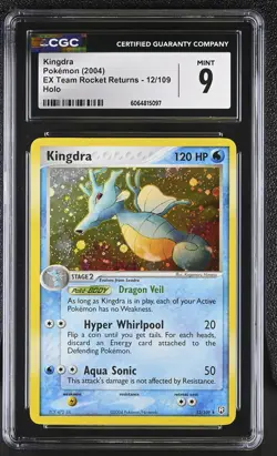 CGC 9 MINT Kingdra 2004 EX Team Rocket Returns 12/109 Holo Pokemon Card - Image 1