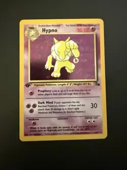 Pokemon TCG Hypno Fossil Holo Card 1st Edition Rare 8/62 LP+ - Image 1