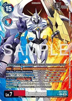 Digimon Card Game Omnimon - AD1-025 (Alternate Art) Super Rare AD1 Generations - Image 1